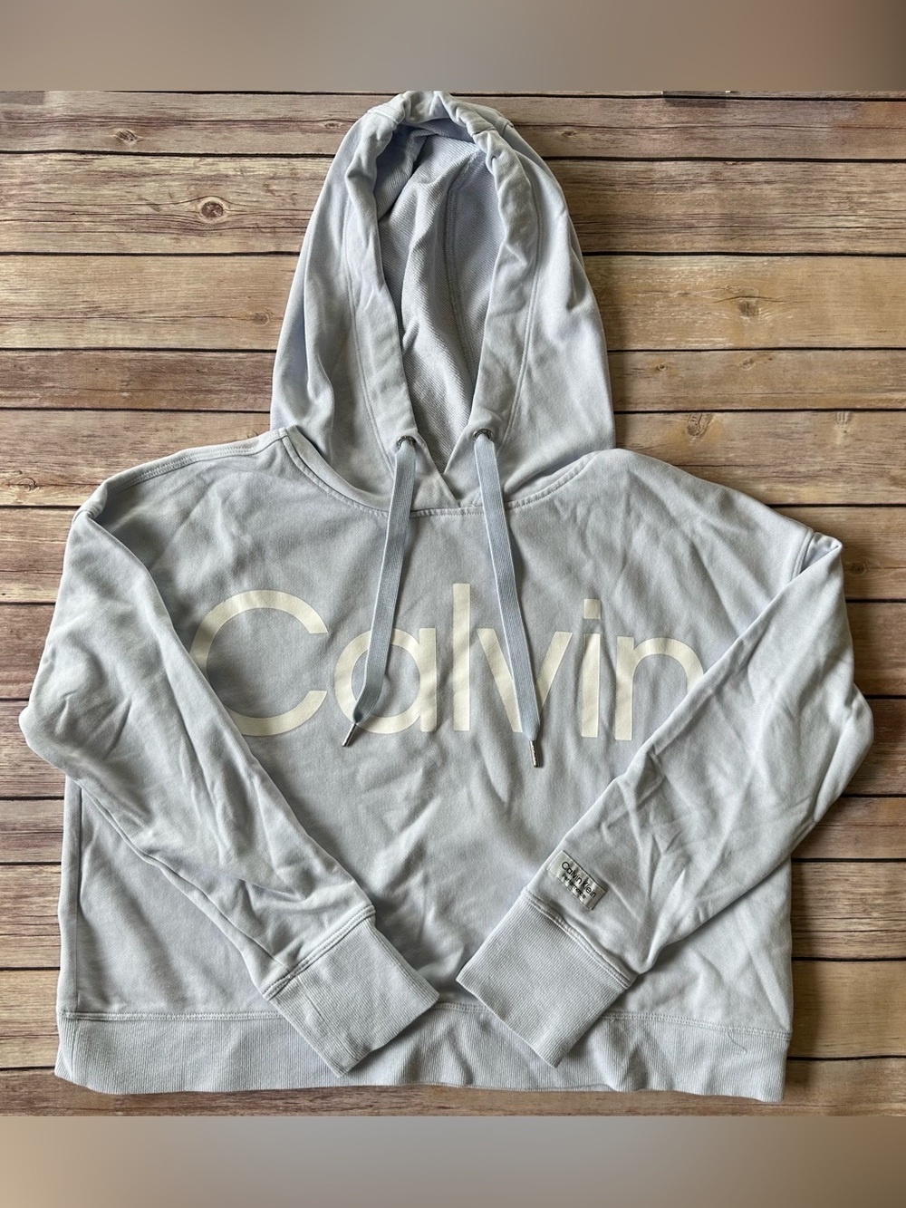 Calvin Klein Light Blue Cropped Hoodie